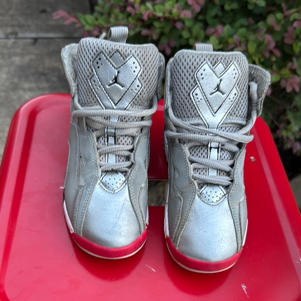 Jordan True Flight Metallic Silver Sneakers Size 12C